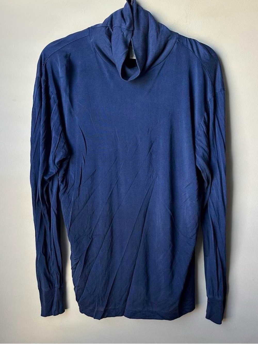 Vintage LL Bean Mens Blue 100% Silk Turtleneck Base Layer Sheer winterlayering L